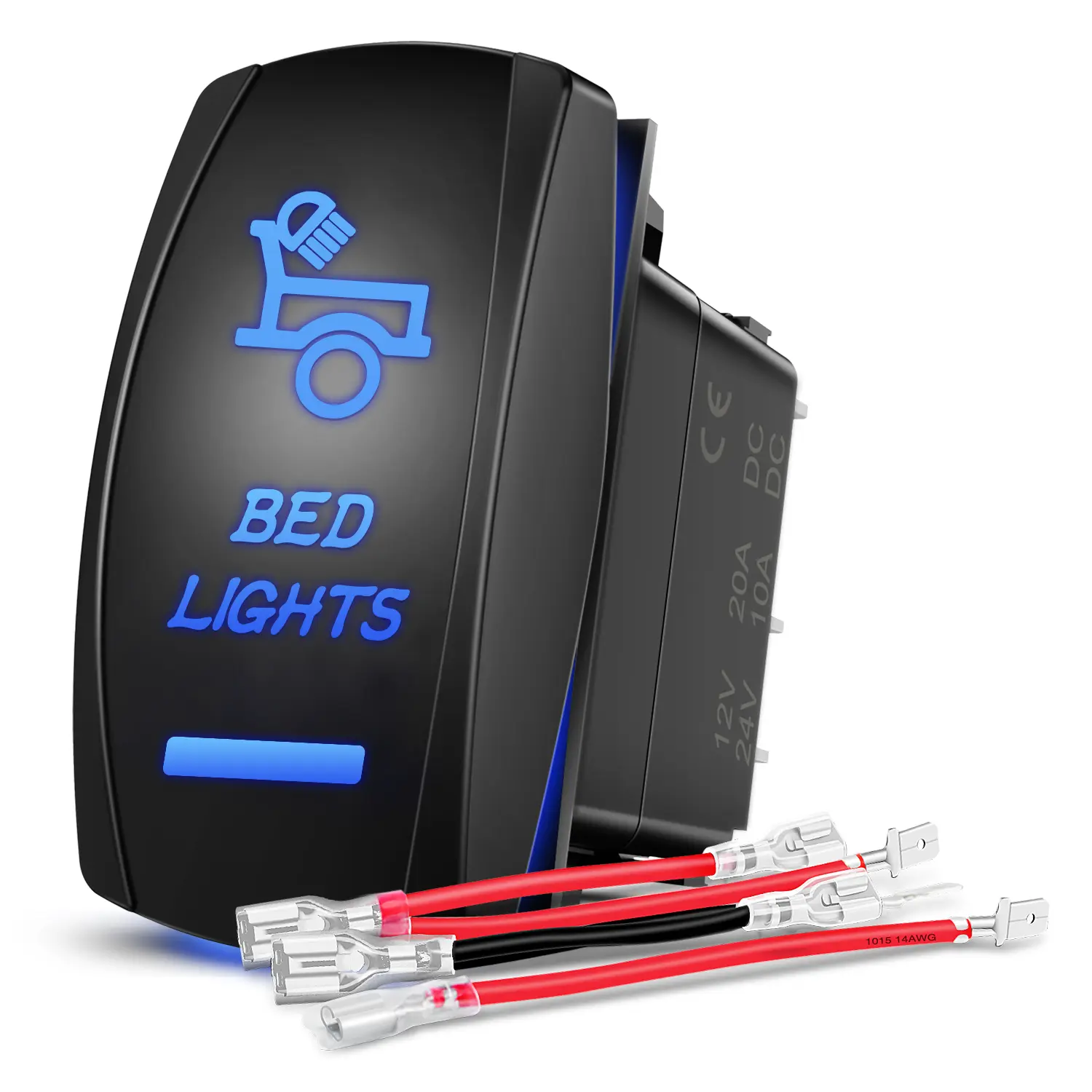Nilight 5-Pin SPST Illuminated Rocker Switch for LED Lights, Laser Etched On/Off Control, 20A/12V 10A/24V ABS Plastic Switch, Easy Installation for Cars, Trucks, RVs, Trailers, Airplane