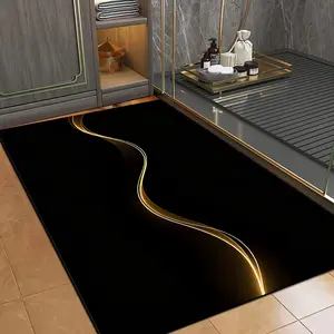 1PC Golden Glow Wave Style Bathroom mats, anti-slip bathroom mats, soft and comfortable bathroom floor mats, bathroom decorations, kitchen carpets, suitable for laundry rooms, bedrooms, shower rooms, indoor mats, Home Decorative Rug etc