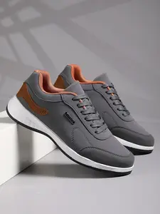 Men's Casual Sports Shoes, Lightweight Low-Top Lace-Up Sneakers, Breathable Fabric Lining, PU Leather, Eva Sole, Perfect Gift