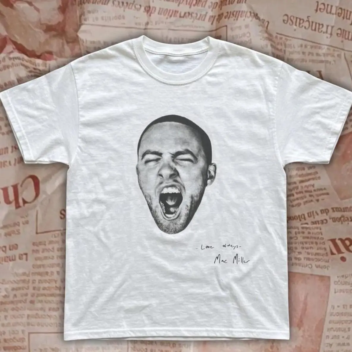 Mac Miller Babytee Vintage Hip Hop Rap Music Graphic Tee, Retro Love Always Portrait Printed Shirt, Loose Fit Top