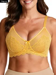 Women's Plus Size Sexy Lace Push Up Bra, Comfortable Underwire Bralette, Fashionable Women's Lingerie for All Seasons Everyday dailydrip  comfyessentials comfortablebras cleavagebra comfortablebra  outfits comfybra Underwear