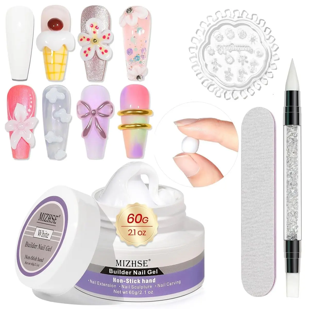 B-60g White Solid Builder Gel