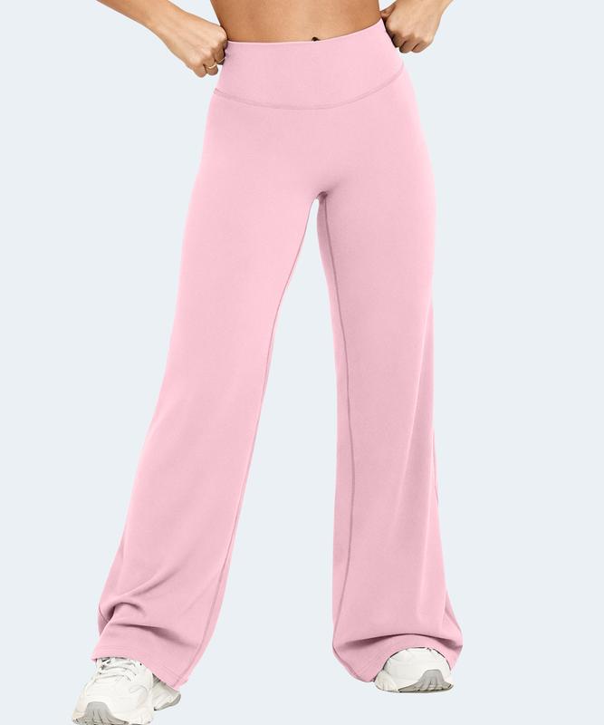 GYMSPT Straight Leg Bottoms High Waisted Casual Pants No Front Seam Comfortable & Elastic Yoga Pants Wide Leg Gym Outdoor Sports Wear Flattering Figure