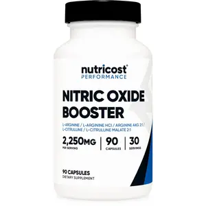 Nutricost Nitric Oxide Booster 2250mg L-Arginine L-Citrulline Capsules 90 Count Pre Workout Support