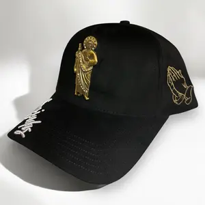 Suede Snapback Cap with St. Jude Diamond Metal Pin for Men