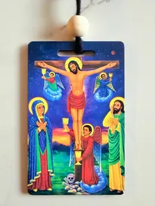 Orthodox Holy Icon Car Charm – Ethiopian & Eritrean Double-Sided Rearview Mirror Hanging (Size 2.5x4") Custom Made for You – Choose your favorite Orthodox icon (Saints, Virgin Mary, Cross & more)