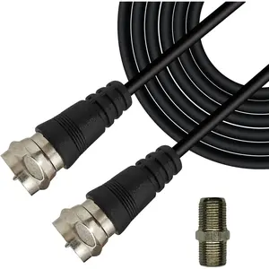 TV Antenna Extension Coaxial Cable(15ft) with Coaxial Coupler,F Type Connector-Ideal for Digital TV Aerial, Satellite Cable Extension-15 Feet