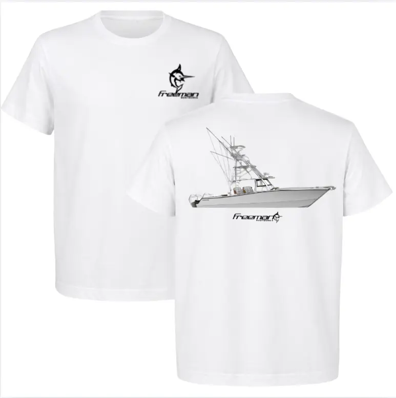 Freeman Boat Line T-Shirt, Offshore Catamaran Fishing Boat Graphic Tee, Ocean Angler Shirt for Men & Women, Gift For Him, Fashion For All