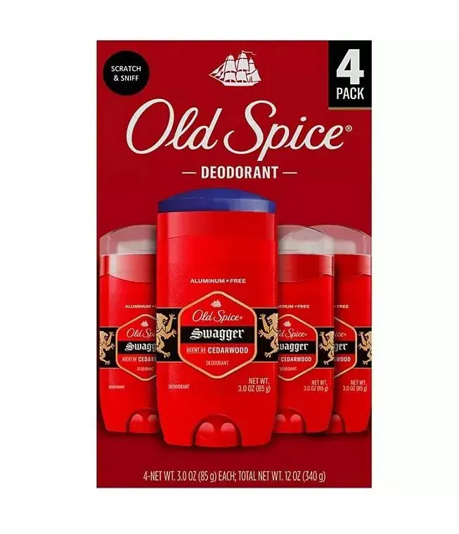 Old Spice Swagger Aluminum-Free Deodorant for Men, 3 oz., 4 Pack Body Care Scent Daily Aroma