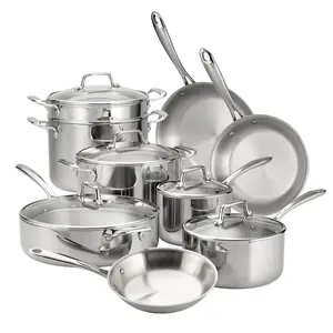 Tri-Ply Clad Stainless Steel Cookware Set with Glass Lids