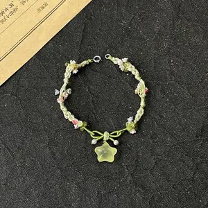 Mini Star Colorful Flower Bracelet Charm Beaded Green Crystal Bracelet for Women Bracelets Valentine's Day Bracelet Jewelry 팔찌