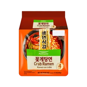 Pulmuone Korean Non-Fried Crab & Seafood Ramen Noodles - 4 Pack, Authentic Flavor