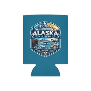 Alaska Cruise Can Cooler | Neoprene Beer Koozie, Wildlife Glacier Design