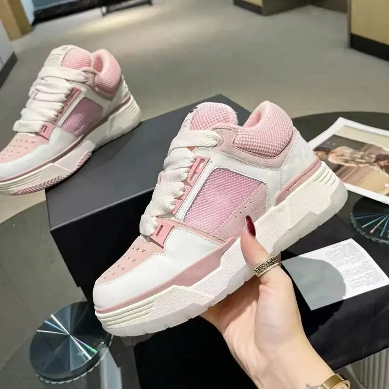 SAPASPUR Aura Chunky Women's Lace Casual Trainers - Blush Pink, Closed Lace-Up Athletic Sneaker Footwear