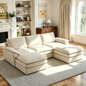 Modern Cloud Sectional   L/U Shaped 4-6 Seat Modular Sofa with Ottoman for   Deep Seat Comfortable CouchSectionals oversized couch living room furniture,boneless sofa summergarden
