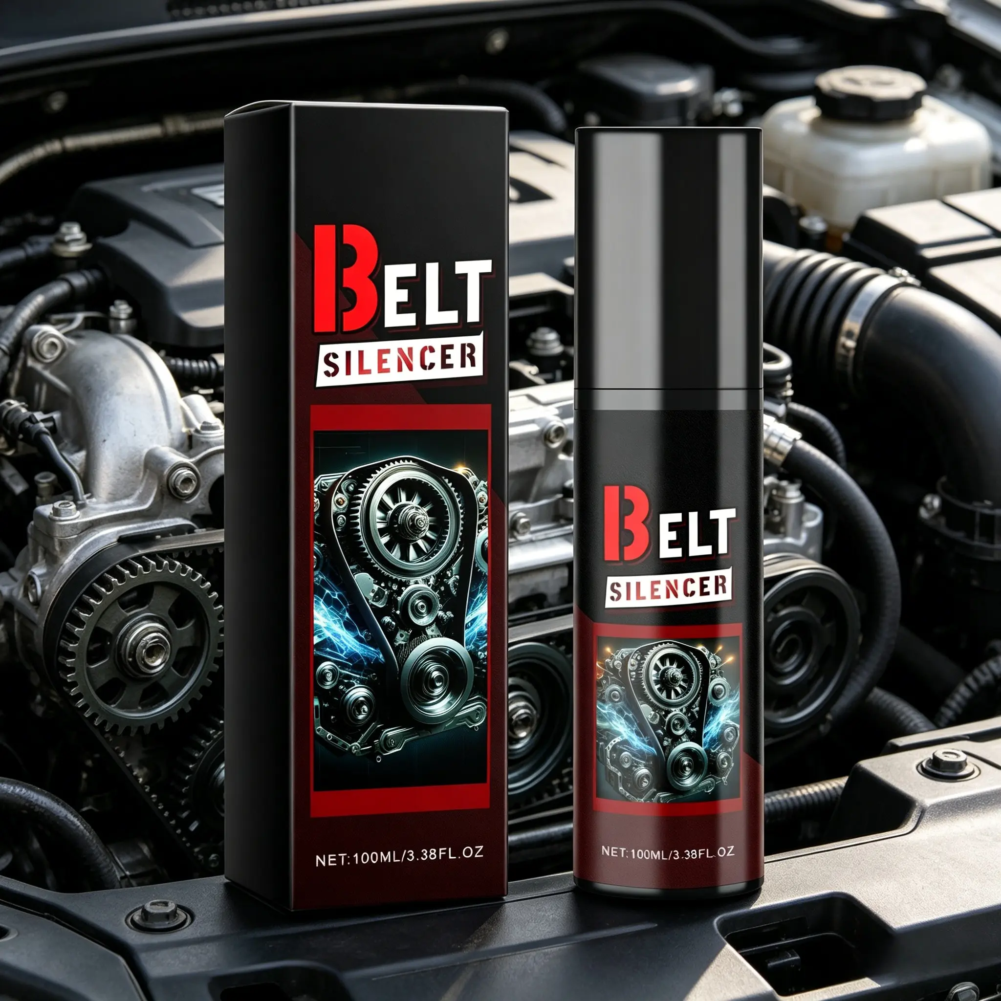 100ml Car  Engine Belt Noise Spray - Automotive Belt Spray- Anti-Age Friction Reducer, Prolongs Belt Life Spray- Dressing | Automobile Engine Belt Silencer, Anti Age Belt Life Protective Friction Reducer Stuff Short Handle Foam Cannon for Wash