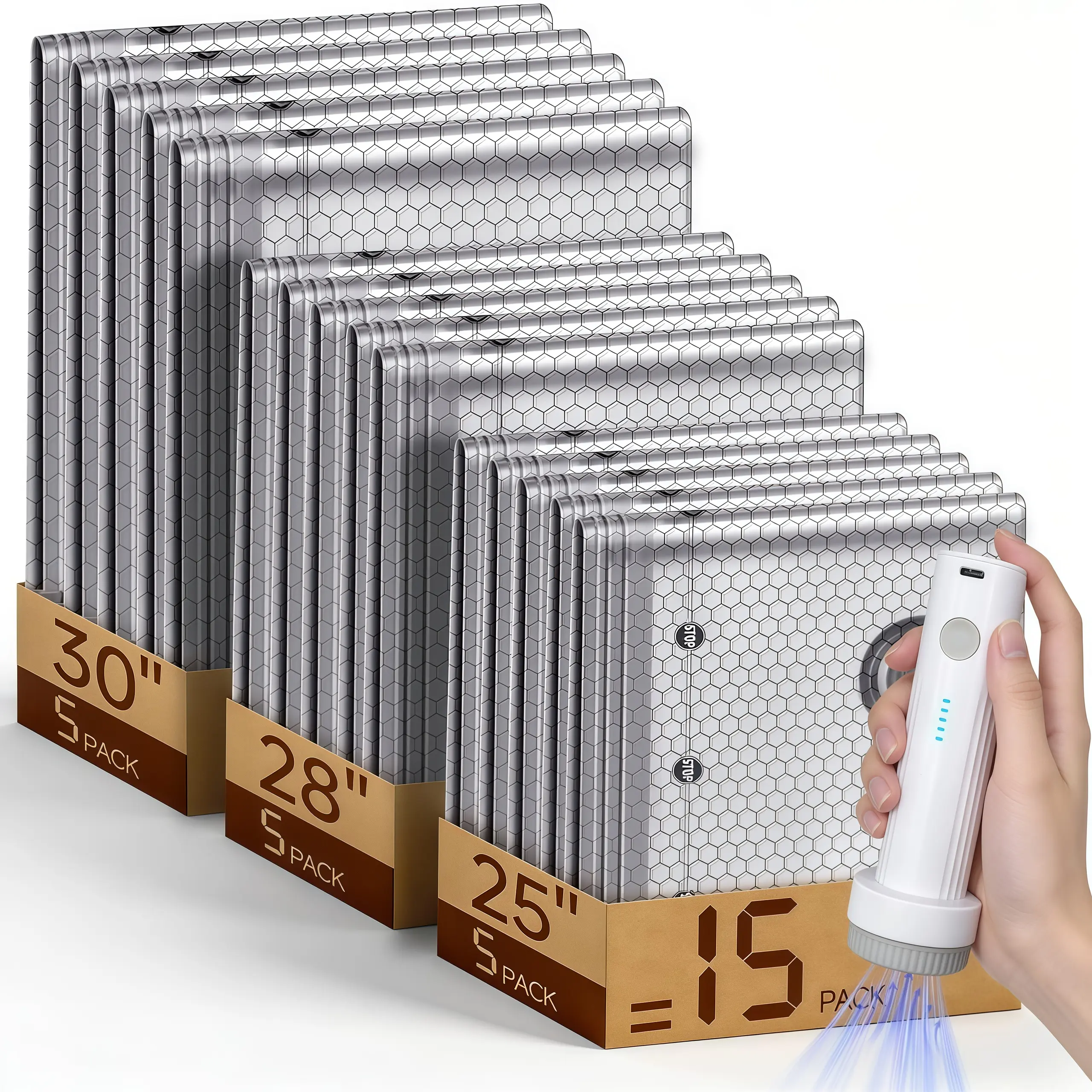 【Essential for Travel 】30/15 Pack Cordless Travel Vacuum Storage Compression Bag Set with Rechargeable air Pump Waterproof & Reusable Compression Packing Bags for 2 Size,140L/Min Powerful Air Removal，Perfect for Carry-On Suitcases, Organiser
