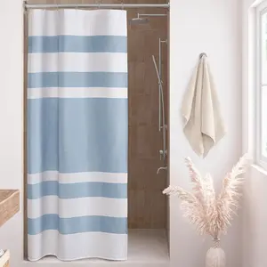 Shower Curtain Spa Waffle Weave Stall Shower Curtain for Bathroom 3M Scotchgard Moisture Management, Spa Quality Modern Shower Curtains for Bathroom, Stall 36x72'' Blue