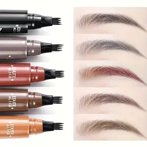 Microblading Eyebrow Pen, 4-Fork Tip Waterproof Brow Liner, Smudge-Proof Long Lasting Liquid Eyebrow Makeup, Natural Hair-Like Strokes for Sparse Brows