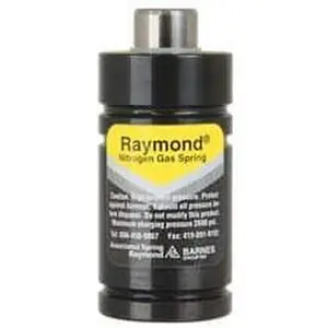 Associated Spring Raymond 25mm Diam, 7mm Max Stroke, Yellow Nitrogen Gas Spring Cylinder 47mm Body Length, 56mm OAL, 689 Lb Full Stroke Spring Force, 2,600 psi Initial Charge M2-007 YE