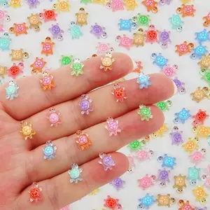 250 PCS Luminous Mini Resin Turtles for Crafts Tiny Turtle Glow in The Dark Miniatures Plastic Animals Figures to Hide for Fairy Garden Dollhouse Micro Landscaping Decorations