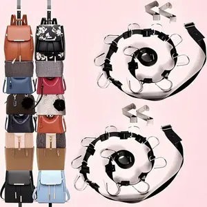 20-Hook Closet Organizer - Space-Saving Bag Holder for Doors and Walls - 2-Pack Rack for Handbags & Accessories - Sturdy Hooks Hold 20 Purses - Durable Storage Solution for Small Spaces