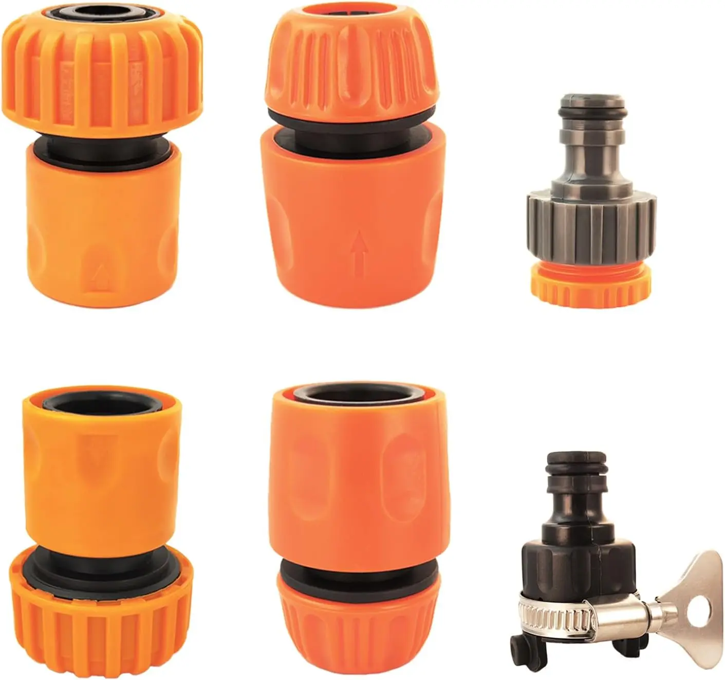 Garden Hose Quick Connect Fittings,1/2 Inch and 3/4 Inch Quick Release Hose Connector with Universal Tap Connector,for Garden Gardening,  Washing, Rv Water Filling,6PCS
