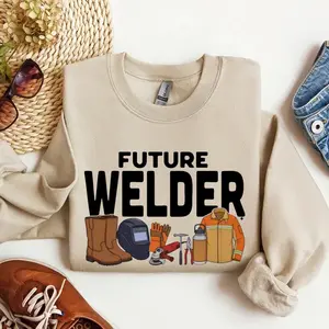 Future Welder Crewneck Sweatshirt Welding Student Graphic Pullover Blue Collar Trade Job Shirt Gift for Welder Apprentice