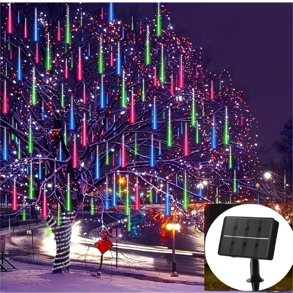 192 LED Colorful Christmas Meteor Shower String Lights, Raindrop Waterfall Effect Outdoor Decor, Suitable for Yard, Garden, Party Decoration