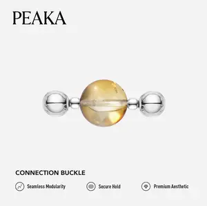 Peaka Citrine Charm Pendant for Women, Magnetic Clasp Jewelry