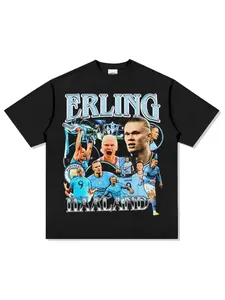 2026 Summer New Men's Top Erling Haaland Printed Y2K T-shirt Summer Sports Fashion Casual Short Sleeve T-shirt Men's and Women's Top Soft Skin friendly Suitable for All Seasons