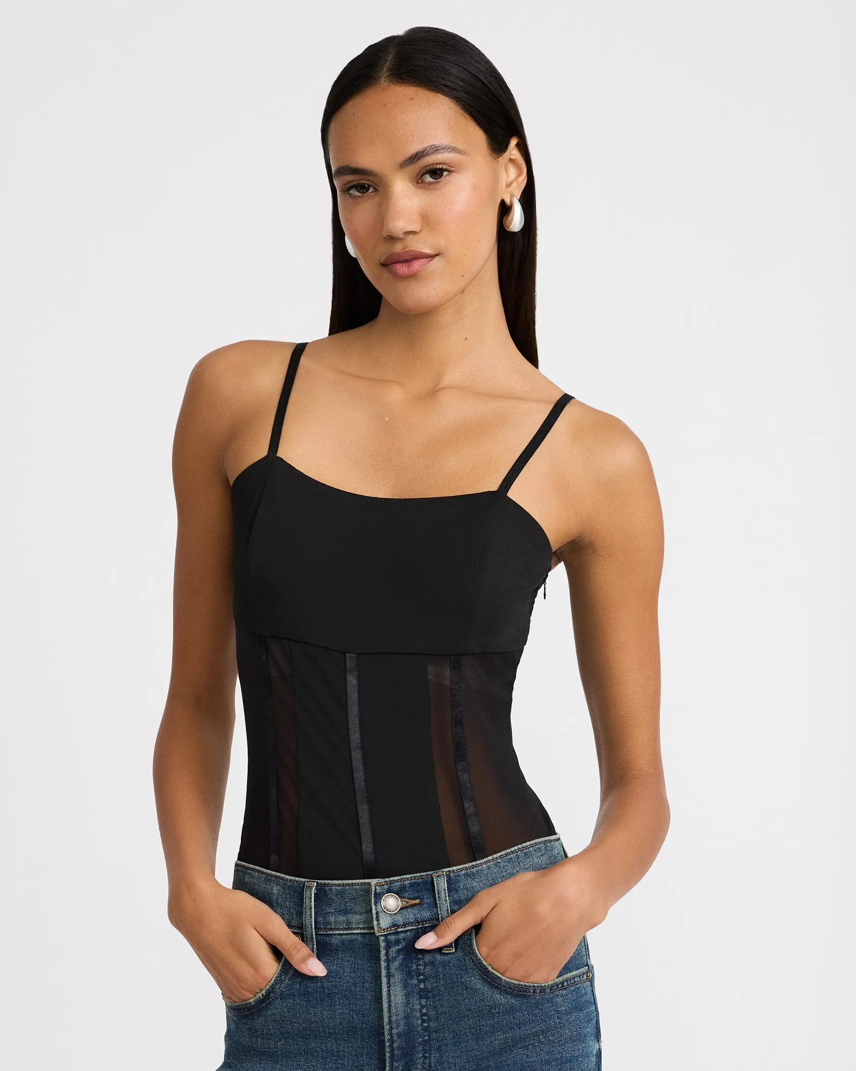 Express Mesh Panel Scoop Neck Cami