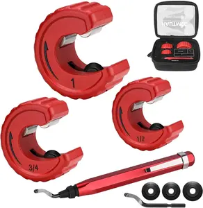 Copper Tubing  Set 3 count Copper Pipe  Tool, In Portable Storage Case, Includes 1/2 in., 3/4 in., and 1 in. Cutters, Reaming Pen, 3 Spare  Wheels, 1 Spare Deburring