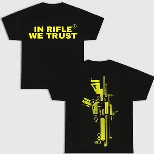 In Rifle We Trust Graphic Tee - Black Edition 2-Sided Print - Classic American Heritage Shirt - Premium Cotton Tactical Style Menswear - Bold Statement Top for Men