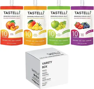 Tastelli Konjac Jelly Variety Pack – 10 Cal Drinkable Dessert, Zero Sugar, Vegan | 150mL x 18 Pouches