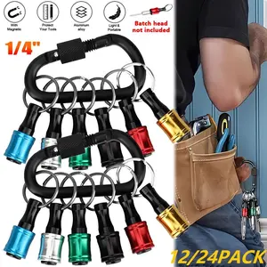 12/24 PACK Screwdriver Bit Holder, Hex Shank Quick Release Keychain Screwdriver Drill Bit Holder Bit Set,Hexagonal Handle Screwdriver Bit Holder For Hammer Drill Bit Keychain Extension Rod Quick Release Easy To Replace