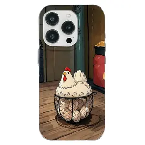 Funny Cartoon Chicken Laying Egg Phone Case, Farm Animal Holy Eggs Cover for iPhone, Soft TPU Humorous Rural Design