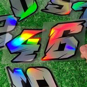 Reflective Laser Number Stickers for Customization, Waterproof and UV Resistant Racing Style Decals for Motorcycles, Helmets, Cars and Trucks, Car Decorative Sticker