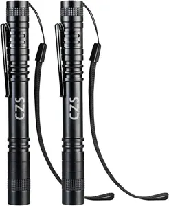 CS Flashlight, 2 Pack Pen Light, Small Flashlights High Lumens, Battery-Powered LED Flashlight by 2AAA Battery, Waterproof Pocket Flashlights for Work, Emergency (Battery Not Included)