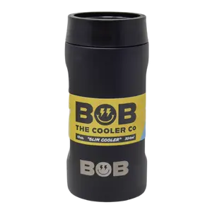 BOB THE COOLER CO - 12oz "Bob's Chillin" Double Wall Insulated Slim Can Cooler, Stainless Steel Can Cooler for Camping, Drink, Beer, Beach & More