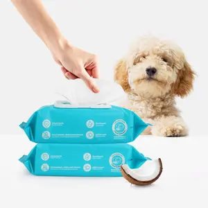Allforpaws Pet Glove Wipes 100Pcs Coconut Vanilla Flavored Alcohol-Free Cleaning Wipes Grooming Wipes Jumbo Deodorizing Grooming Wipes with Jojoba & Coconut Oils for Safe Hydration and Odor Control