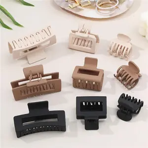 3 Style Hair Claw Clips 9 pcs Medium Claw Clips Hair Clips for Women Rectangle Claw Clips for Thick Hair Square Hair Clips for Thin Hair Accessories for Women - Brown