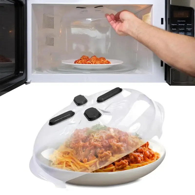 Hover Cover Magnetic Splatter Cover, Clear BPA-Free Food Lid, Vented Plate Guard, Anti-Splash Microwave Lid, Dishwasher Safe, Space-Saving, Compact Kitchen Gadget, Kitchen Gadgets, Cooking Gadgets