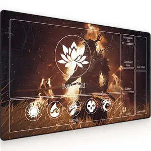 Board Game Card Mat, 3mm Mouse Pad, Gaming Mousepad, Japanese Samurai Pattern, Magic: the Gathering, Collectible Card Game Mat, Non-Slip Base, Suitable for Trading Card Games