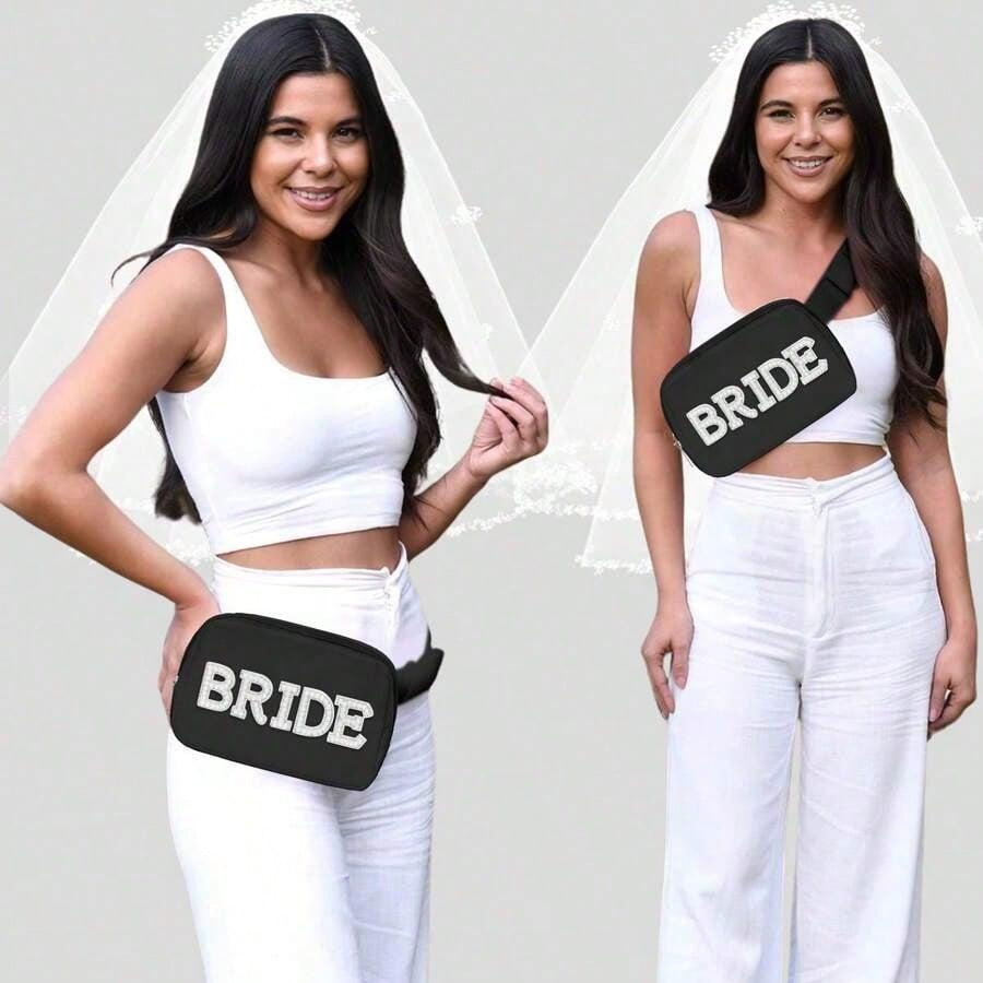 Bride Gifts, Bachelorette Gifts Bride Fanny Pack, Bride To Be Gifts Wedding Day Bachelorette Party Engagement Honeymoon, Pearl Bride Belt Bag White