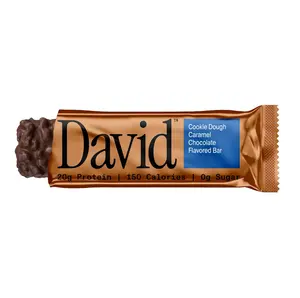 Cookie Dough Caramel Chocolate - David Protein - 20g protein. 150 calories. 0g sugar - 1 Carton – 12 Bars