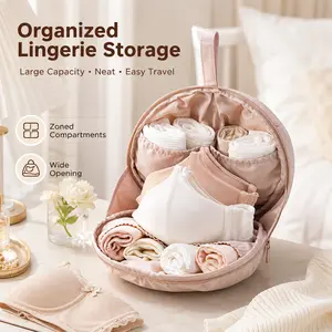 Ladies' Pink Bra Storage Bag - 1 Count Foldable Multifunctional Storage Bag, Travel Pouches, Grab-and-Go Home Organizer for Daily and Travel Use, Multifunctional Storage Bags