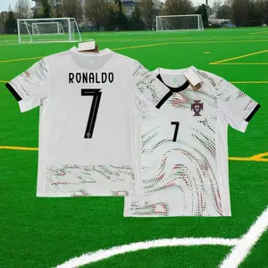 2526 Portugal  Away White No. 7 CR7 Short Sleeve Jersey Soccer Jerseys
