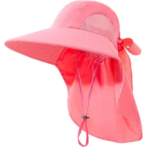 Womens Sun Hat UV Protection, Foldable Waterproof Wide Brim Bucket Hats with Neck Flap for Summer Beach Fishing Hiking