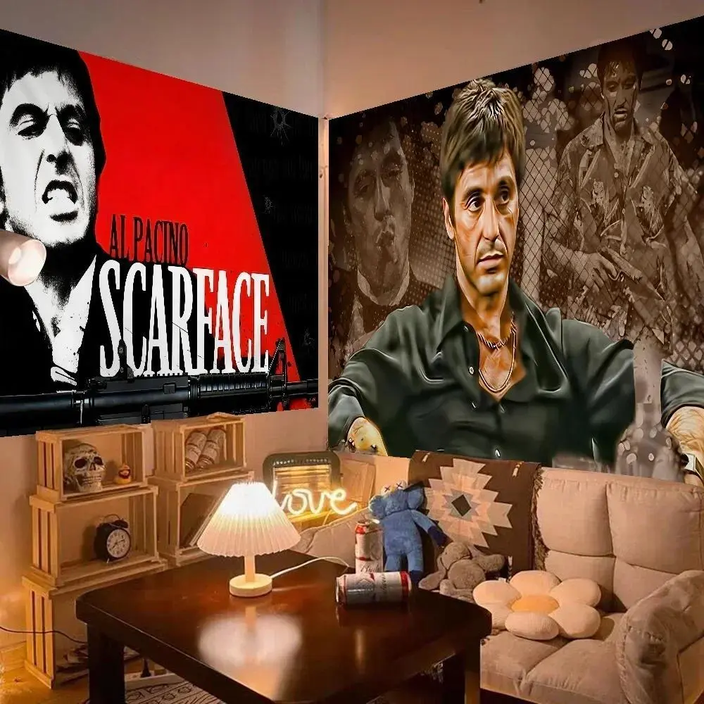 S-Scarface 1983 Film Al P-Pacino Movie Printed Large Wall Tapestry Art Science Fiction Room Home Decor Decor Blanket